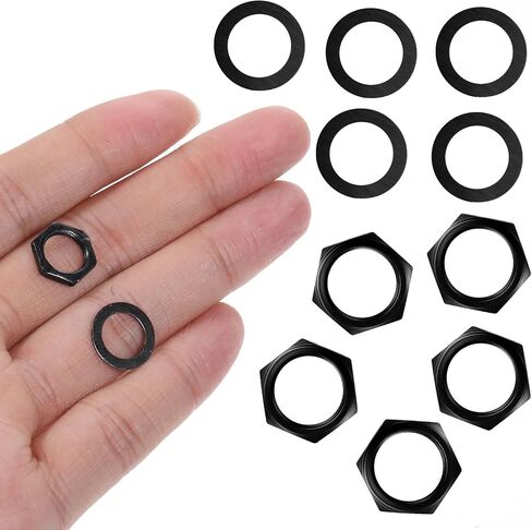 5 Set Jack Socket Nut with Washer, Guitar Nuts and Washers, 3/8" Guitar Input Output Jack Socket Nut and Washer, Guitar/Bass Jack Nuts and Washers Silver for Guitar Bass in Saudi Arabia