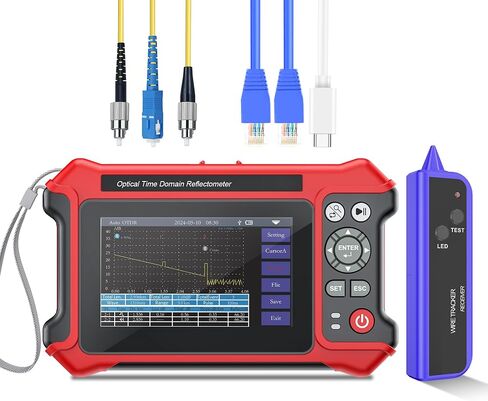 Mini Optical Power Meter Fiber Optic Cable Tester Portable 4in1 Optical Fiber Light Power Meter Built-in 10mW Visual Fault Locator (OPM&VFL)& Network Cable Test FC/SC/ST Universal Interface USB Charge in Kuwait