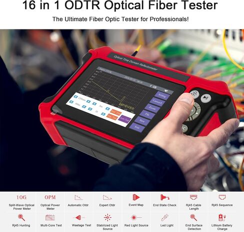 Mini Optical Power Meter Fiber Optic Cable Tester Portable 4in1 Optical Fiber Light Power Meter Built-in 10mW Visual Fault Locator (OPM&VFL)& Network Cable Test FC/SC/ST Universal Interface USB Charge in Kuwait