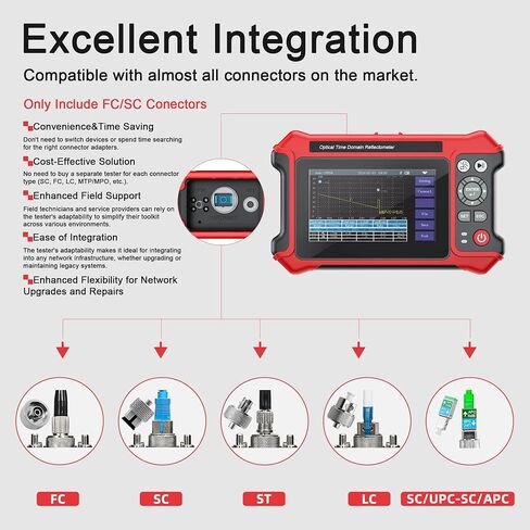Mini Optical Power Meter Fiber Optic Cable Tester Portable 4in1 Optical Fiber Light Power Meter Built-in 10mW Visual Fault Locator (OPM&VFL)& Network Cable Test FC/SC/ST Universal Interface USB Charge in Kuwait