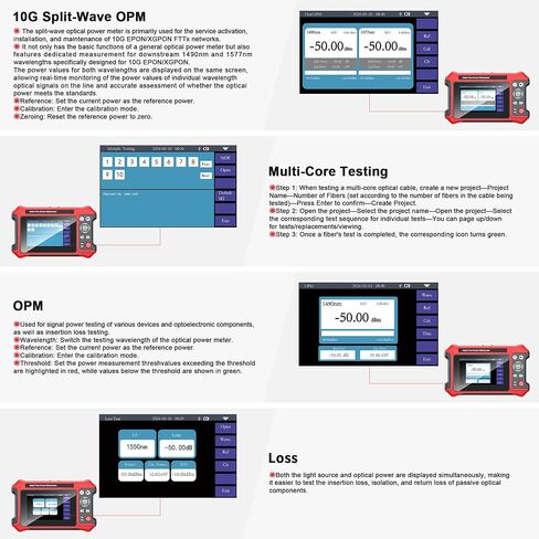Mini Optical Power Meter Fiber Optic Cable Tester Portable 4in1 Optical Fiber Light Power Meter Built-in 10mW Visual Fault Locator (OPM&VFL)& Network Cable Test FC/SC/ST Universal Interface USB Charge in Kuwait