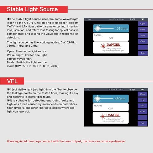 Mini Optical Power Meter Fiber Optic Cable Tester Portable 4in1 Optical Fiber Light Power Meter Built-in 10mW Visual Fault Locator (OPM&VFL)& Network Cable Test FC/SC/ST Universal Interface USB Charge in Kuwait