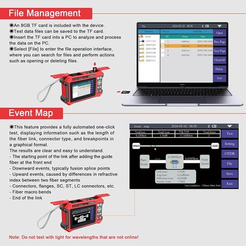 Mini Optical Power Meter Fiber Optic Cable Tester Portable 4in1 Optical Fiber Light Power Meter Built-in 10mW Visual Fault Locator (OPM&VFL)& Network Cable Test FC/SC/ST Universal Interface USB Charge in Kuwait
