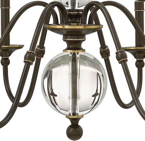 Hinkley Eleanor Medium Two Tier Chandelier - Traditional, 9-Light, Sleek Candle Sleeves, Solid Crystal Accents - Light Oiled Bronze Finish in Kuwait