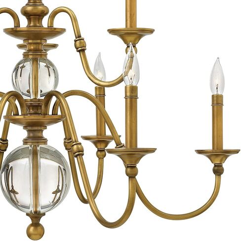 Hinkley Eleanor Medium Two Tier Chandelier - Traditional, 9-Light, Sleek Candle Sleeves, Solid Crystal Accents - Light Oiled Bronze Finish in Kuwait
