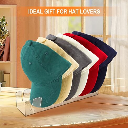 Hat Stand for Baseball Caps - عرض قبعة أكريليك ومنظم - مجموعة من 2 لخزانة - حامل تخزين CAP CAP لغطاء الكرة ، قبعة الجولف لـ 14 قبعات بيسبول لغرفة النوم أو الخزانة أو الخزانة (Clear*2) in Kuwait