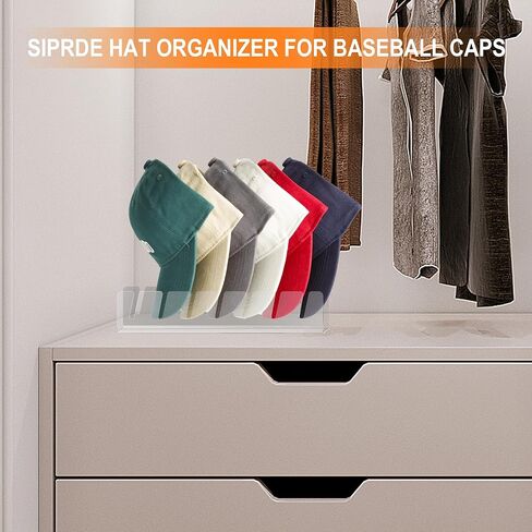 Hat Stand for Baseball Caps - عرض قبعة أكريليك ومنظم - مجموعة من 2 لخزانة - حامل تخزين CAP CAP لغطاء الكرة ، قبعة الجولف لـ 14 قبعات بيسبول لغرفة النوم أو الخزانة أو الخزانة (Clear*2) in Kuwait
