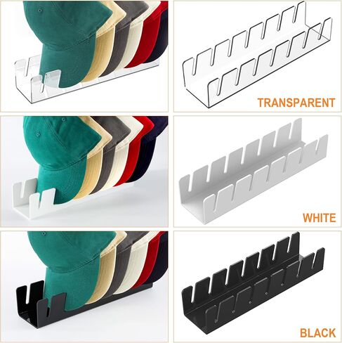 Hat Stand for Baseball Caps - عرض قبعة أكريليك ومنظم - مجموعة من 2 لخزانة - حامل تخزين CAP CAP لغطاء الكرة ، قبعة الجولف لـ 14 قبعات بيسبول لغرفة النوم أو الخزانة أو الخزانة (Clear*2) in Kuwait