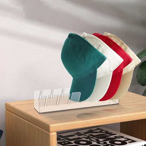 Hat Stand for Baseball Caps - عرض قبعة أكريليك ومنظم - مجموعة من 2 لخزانة - حامل تخزين CAP CAP لغطاء الكرة ، قبعة الجولف لـ 14 قبعات بيسبول لغرفة النوم أو الخزانة أو الخزانة (Clear*2) in Kuwait
