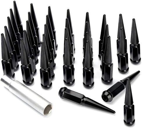 24pc spike lug nut 14x2 Blue 4.4 "طويل القامة على الطرق الوعرة الممتدة المعدنية ، متضمنة مفتاح 1 المقبس in Kuwait