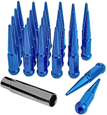 24pc spike lug nut 14x2 Blue 4.4 "طويل القامة على الطرق الوعرة الممتدة المعدنية ، متضمنة مفتاح 1 المقبس in Kuwait