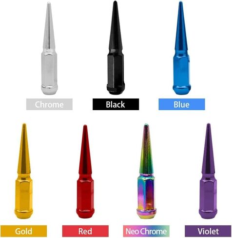 24pc spike lug nut 14x2 Blue 4.4 "طويل القامة على الطرق الوعرة الممتدة المعدنية ، متضمنة مفتاح 1 المقبس in Kuwait