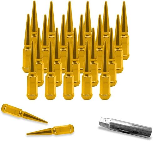 24pc spike lug nut 14x2 Blue 4.4 "طويل القامة على الطرق الوعرة الممتدة المعدنية ، متضمنة مفتاح 1 المقبس in Kuwait