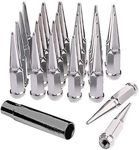 24pc spike lug nut 14x2 Blue 4.4 "طويل القامة على الطرق الوعرة الممتدة المعدنية ، متضمنة مفتاح 1 المقبس in Kuwait