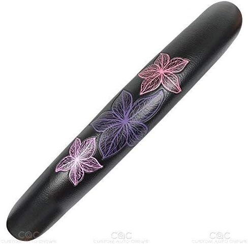 BDK GripGrab Comfort Grip - Purple & Pink Flowers Design on Black Synthetic Leather Steering Wheel Cover 15" - SW-538_AM in Saudi Arabia