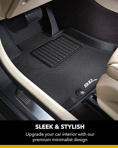 3D Maxpider Custom Fit Kagu Floor Mat (Black) متوافق مع Honda Ridgeline 2017-2025 - الصف الأمامي in Saudi Arabia