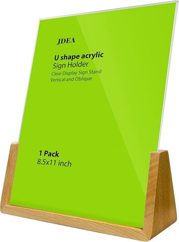 2 Pack 5x7 Inchs U-shaped Acrylic Sign Holder with Wood Base Menu Holder Flyer Holder Poster Stand Photo Stand (5*7) in Kuwait