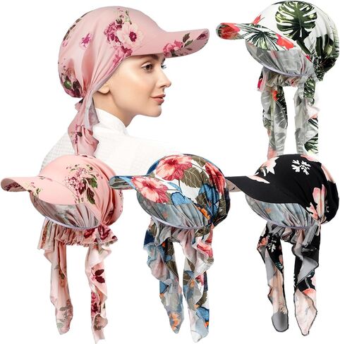 Jeyiour 4 Pcs Summer Cancer Headwear for Women UV Protection Chemo Headscarf Hair Loss Turban for Cancer Patient Outdoor in Kuwait