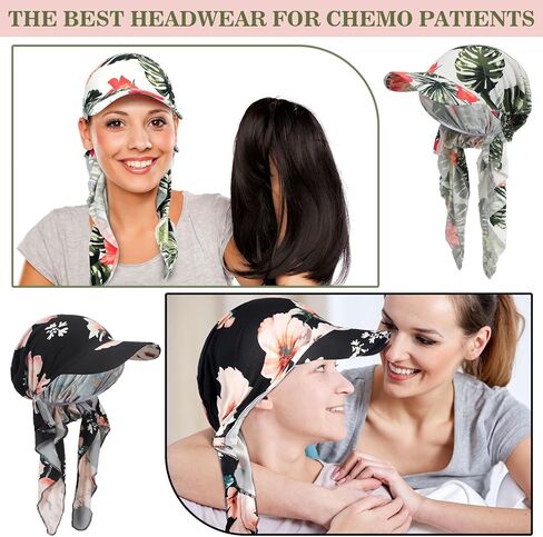 Jeyiour 4 Pcs Summer Cancer Headwear for Women UV Protection Chemo Headscarf Hair Loss Turban for Cancer Patient Outdoor in Kuwait