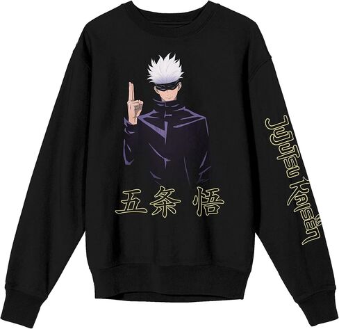 Bioworld Jujutsu Kaisen Saturo Goju Crew Neck Long Sleeve Black Adult Sweatshirt in Saudi Arabia