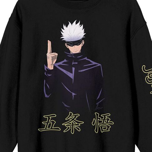 Bioworld Jujutsu Kaisen Saturo Goju Crew Neck Long Sleeve Black Adult Sweatshirt in Saudi Arabia