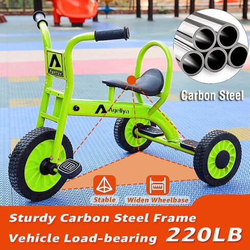Kids Tricycles for Riders Ages 3+, Premium Outdoor Playground Daycare Yard Tricycle with Passenger Seat, Preschool Durable Metal Pedal Kids Tandem Bike, Sturdy Carbon Steel Frame, Solid Rubber Tires in Saudi Arabia