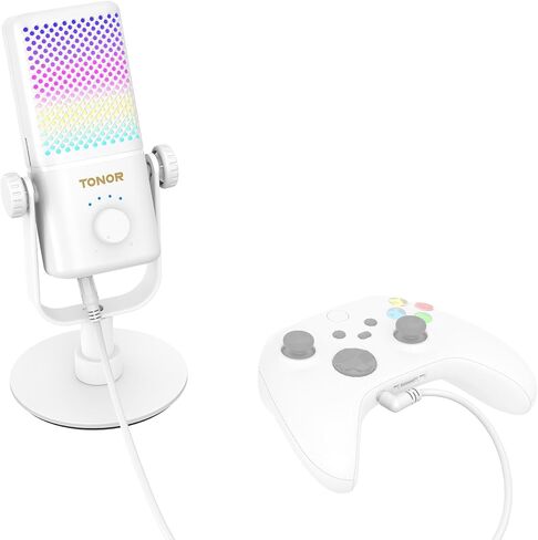 TONOR Gaming Microphone Compatible with Xbox, RGB Condenser Streaming Mic with 30H Battery Life, Low Noise, Monitoring, Gain Control, One Tap Mute, Fast Charging, Compatible with Capture Card TCX3 in Saudi Arabia