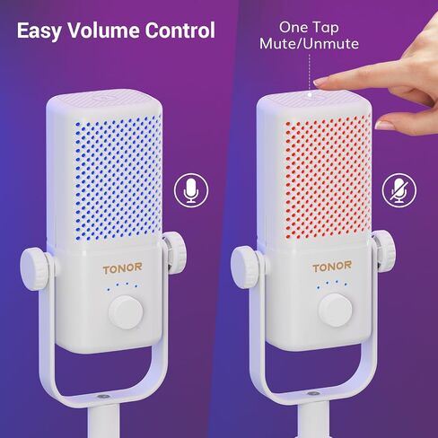 TONOR Gaming Microphone Compatible with Xbox, RGB Condenser Streaming Mic with 30H Battery Life, Low Noise, Monitoring, Gain Control, One Tap Mute, Fast Charging, Compatible with Capture Card TCX3 in Saudi Arabia