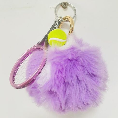 Fluffy Tennis Ball Keychain Cute Pom Pom Tennis Keyring Soft Tennis Ball Key Chain for Women Men in Kuwait