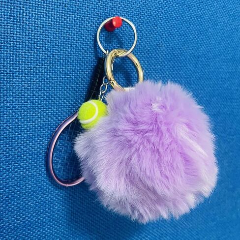 Fluffy Tennis Ball Keychain Cute Pom Pom Tennis Keyring Soft Tennis Ball Key Chain for Women Men in Kuwait