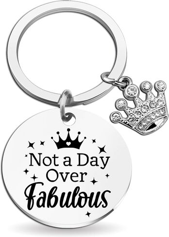 Not A Day Over Fabulous Keychain Gifts Best Birthday Gifts Ideas for Women Girls Funny Womens Bday Gift for Her, Friends, Coworkers, Daughter, Sister, Wife, Mom, Aunt in Saudi Arabia