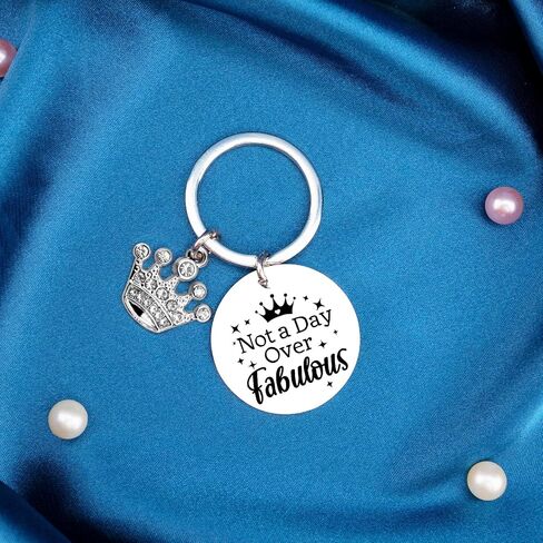 Not A Day Over Fabulous Keychain Gifts Best Birthday Gifts Ideas for Women Girls Funny Womens Bday Gift for Her, Friends, Coworkers, Daughter, Sister, Wife, Mom, Aunt in Saudi Arabia