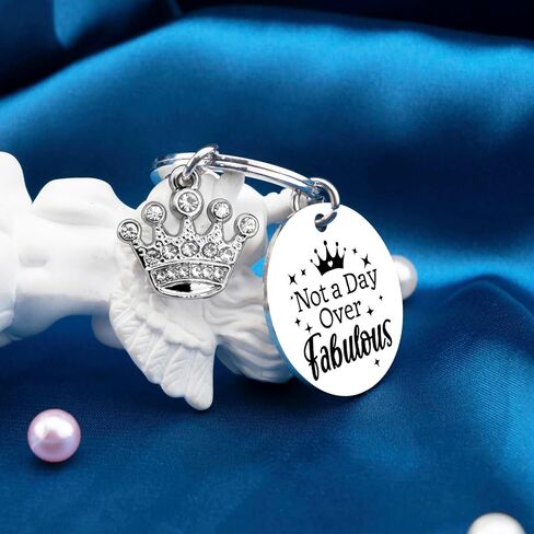Not A Day Over Fabulous Keychain Gifts Best Birthday Gifts Ideas for Women Girls Funny Womens Bday Gift for Her, Friends, Coworkers, Daughter, Sister, Wife, Mom, Aunt in Saudi Arabia