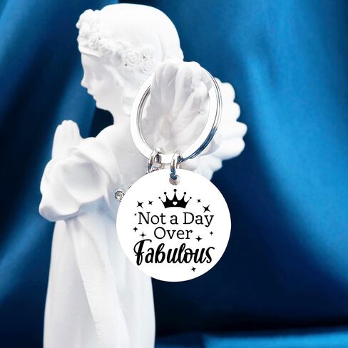 Not A Day Over Fabulous Keychain Gifts Best Birthday Gifts Ideas for Women Girls Funny Womens Bday Gift for Her, Friends, Coworkers, Daughter, Sister, Wife, Mom, Aunt in Saudi Arabia
