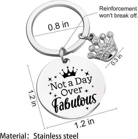 Not A Day Over Fabulous Keychain Gifts Best Birthday Gifts Ideas for Women Girls Funny Womens Bday Gift for Her, Friends, Coworkers, Daughter, Sister, Wife, Mom, Aunt in Saudi Arabia