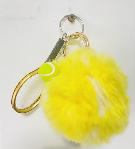 Fluffy Tennis Ball Keychain Cute Pom Pom Tennis Keyring Soft Tennis Ball Key Chain for Women Men in Kuwait