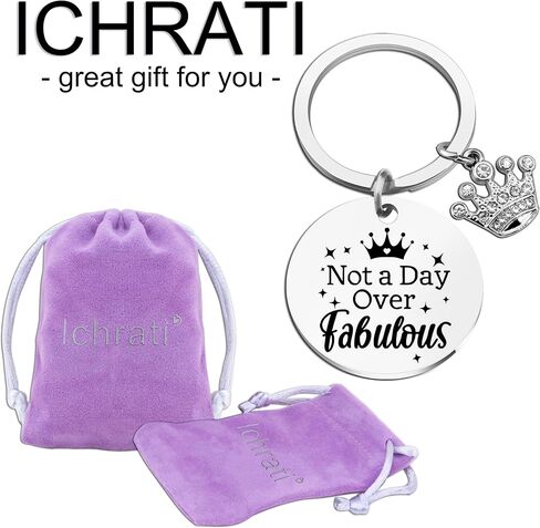 Not A Day Over Fabulous Keychain Gifts Best Birthday Gifts Ideas for Women Girls Funny Womens Bday Gift for Her, Friends, Coworkers, Daughter, Sister, Wife, Mom, Aunt in Saudi Arabia