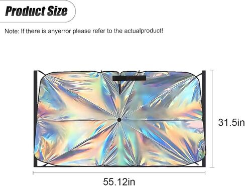 Car Windshield Sun Shade Umbrella, 55" x 31.5" Foldable Car UV Block Coating Shield Cover with 360° Rotation Handle, Front Window Heat Insulation Protection Accessory for Truck, SUV (L Size) in Saudi Arabia