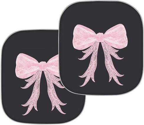 Windshield Sunshade for Car SUV Truck,2 PCS Foldable UV Ray Reflector Front Window Sun Shade Visor Shield Cover,Fits Windshields of Most Sizes Pink Bow in Kuwait