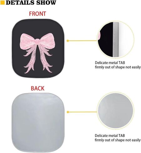 Windshield Sunshade for Car SUV Truck,2 PCS Foldable UV Ray Reflector Front Window Sun Shade Visor Shield Cover,Fits Windshields of Most Sizes Pink Bow in Kuwait