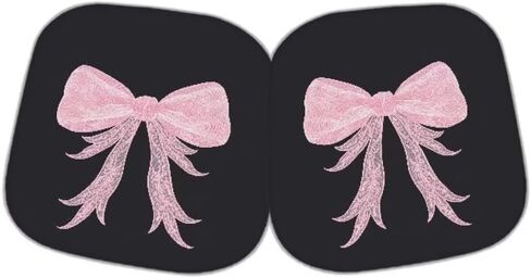 Windshield Sunshade for Car SUV Truck,2 PCS Foldable UV Ray Reflector Front Window Sun Shade Visor Shield Cover,Fits Windshields of Most Sizes Pink Bow in Kuwait