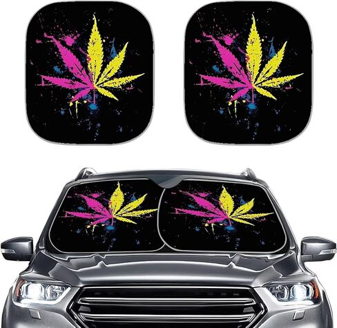 Windshield Sunshade for Car SUV Truck,2 PCS Foldable UV Ray Reflector Front Window Sun Shade Visor Shield Cover,Fits Windshields of Most Sizes Pink Bow in Kuwait
