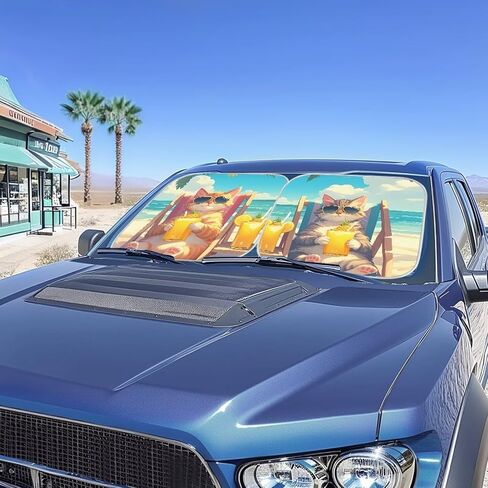 Windshield Sunshade for Car SUV Truck,2 PCS Foldable UV Ray Reflector Front Window Sun Shade Visor Shield Cover,Fits Windshields of Most Sizes Pink Bow in Kuwait