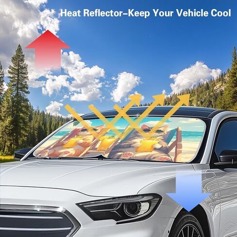 Windshield Sunshade for Car SUV Truck,2 PCS Foldable UV Ray Reflector Front Window Sun Shade Visor Shield Cover,Fits Windshields of Most Sizes Pink Bow in Kuwait