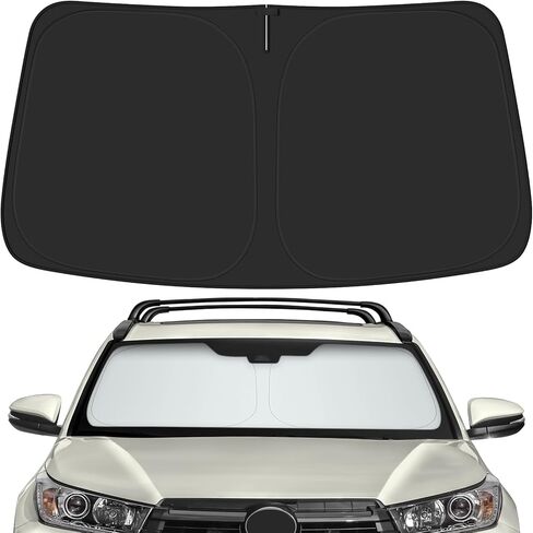 Car Windshield Sun Shade for Toyota 2014-2019 Highlander Accessories (OEM Design) Reflective Foldable Heat Insulation Sunshade for Ultimate Protection in Saudi Arabia