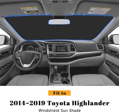 Car Windshield Sun Shade for Toyota 2014-2019 Highlander Accessories (OEM Design) Reflective Foldable Heat Insulation Sunshade for Ultimate Protection in Saudi Arabia