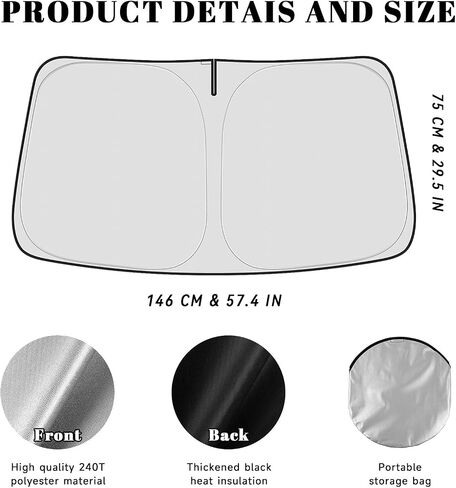 Car Windshield Sun Shade for Toyota 2014-2019 Highlander Accessories (OEM Design) Reflective Foldable Heat Insulation Sunshade for Ultimate Protection in Saudi Arabia