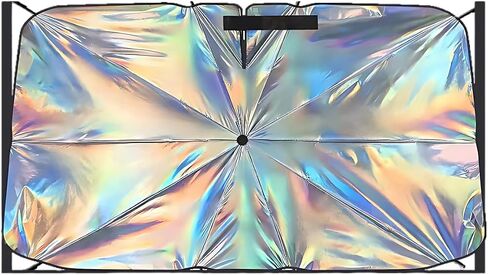 Car Windshield Sun Shade Umbrella, 55" x 31.5" Foldable Car UV Block Coating Shield Cover with 360° Rotation Handle, Front Window Heat Insulation Protection Accessory for Truck, SUV (L Size) in Saudi Arabia