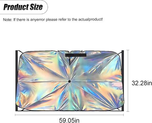 Car Windshield Sun Shade Umbrella, 55" x 31.5" Foldable Car UV Block Coating Shield Cover with 360° Rotation Handle, Front Window Heat Insulation Protection Accessory for Truck, SUV (L Size) in Saudi Arabia