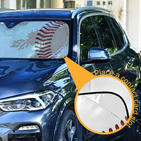 البيسبول طباعة الزجاج الأمامي سيارة طنية قابلة للطي للسيارات التلقائية النافذة الأمامية الظل أشعة الشمس لغطاء سيارات الدفع الرباعي للحفاظ على سيارتك باردة 55 × 27.6 بوصة (ملائمة عالمية) in Kuwait